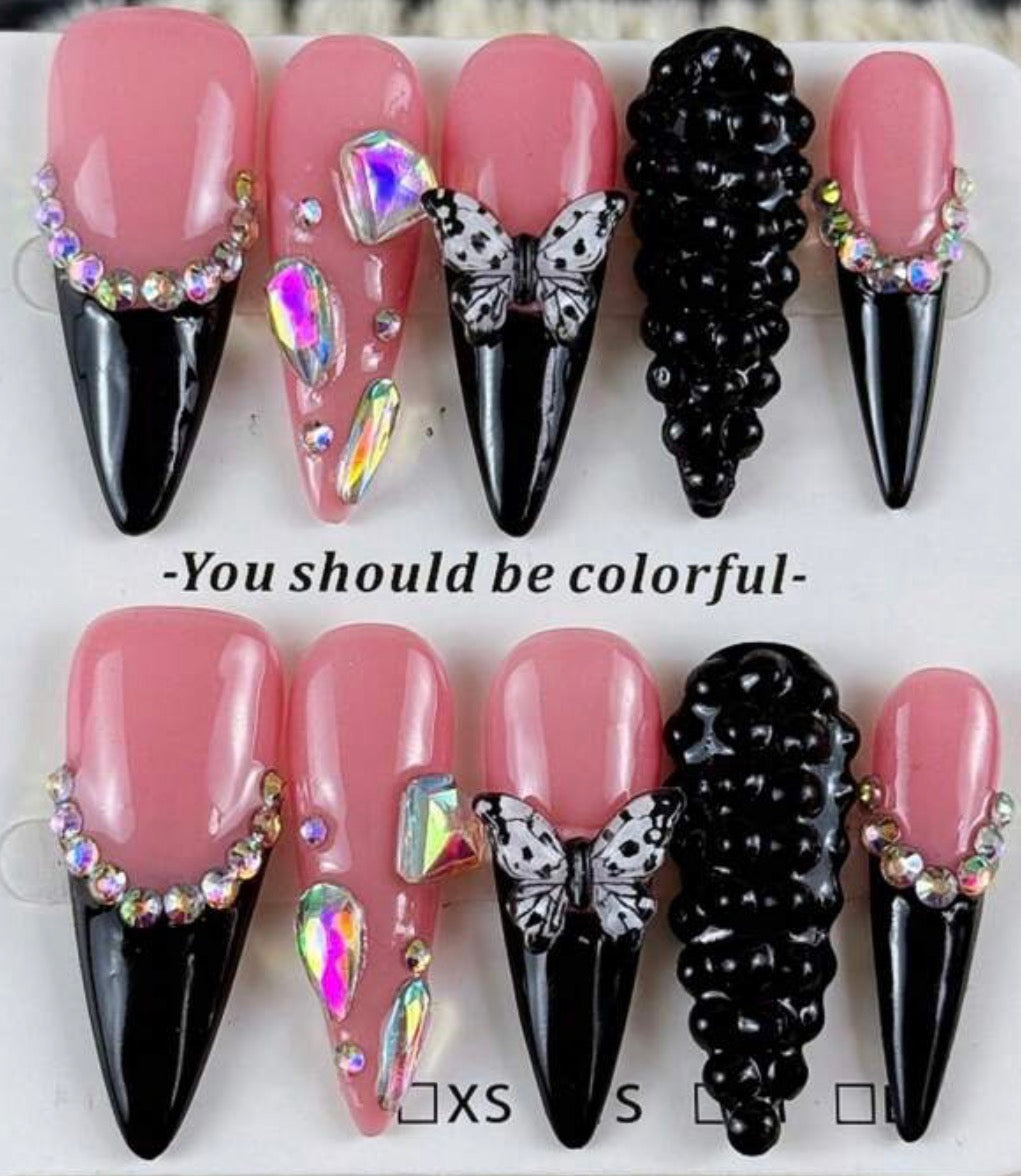 3D Butterfly handmade nails